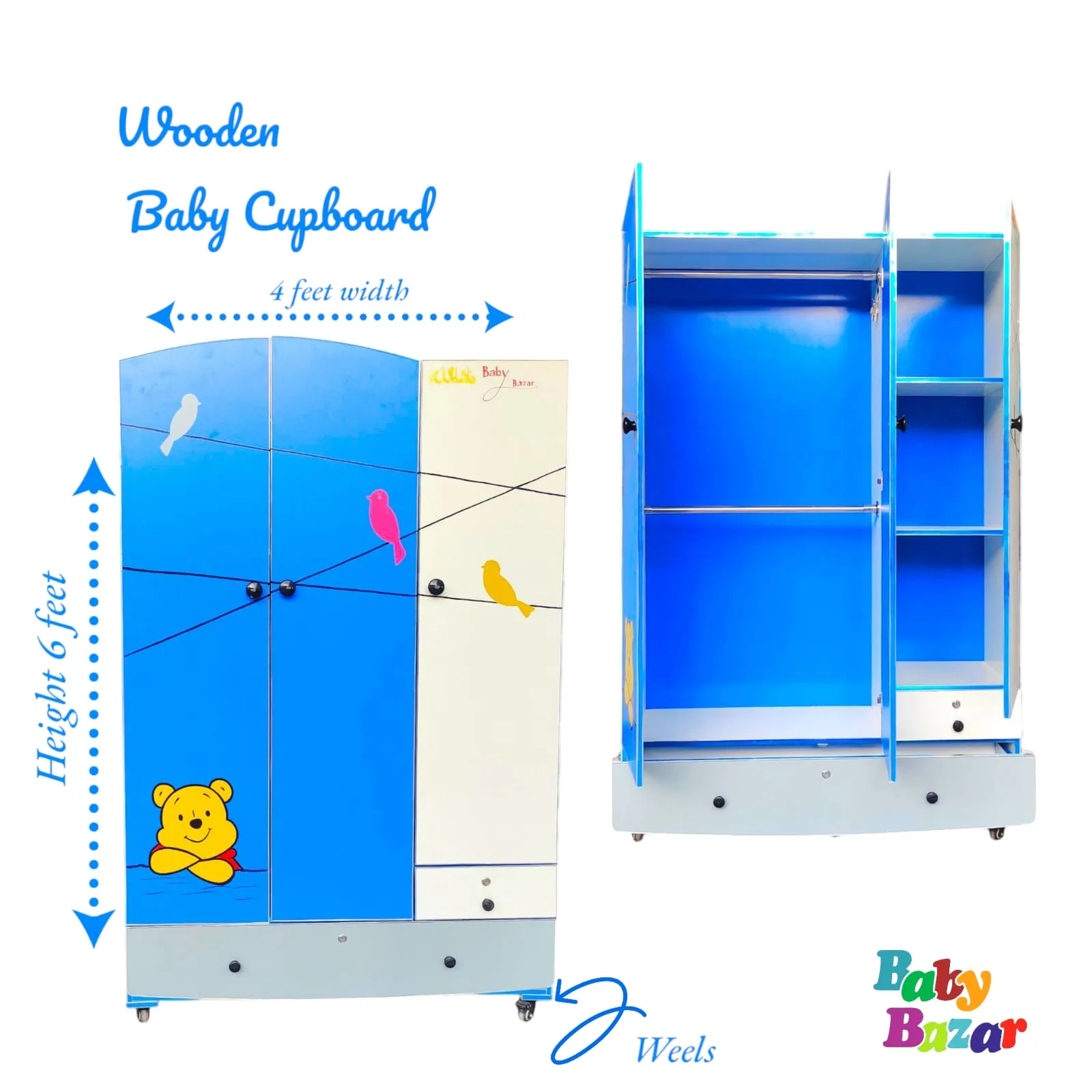Stylish Children's Wardrobe with Fun Design 6 X 4Ft