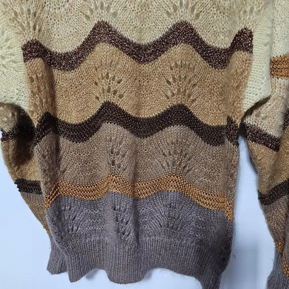 Super Kid Mohair Sweater Vintage 70's Open Knit Art to Wear Size 38 Oversized