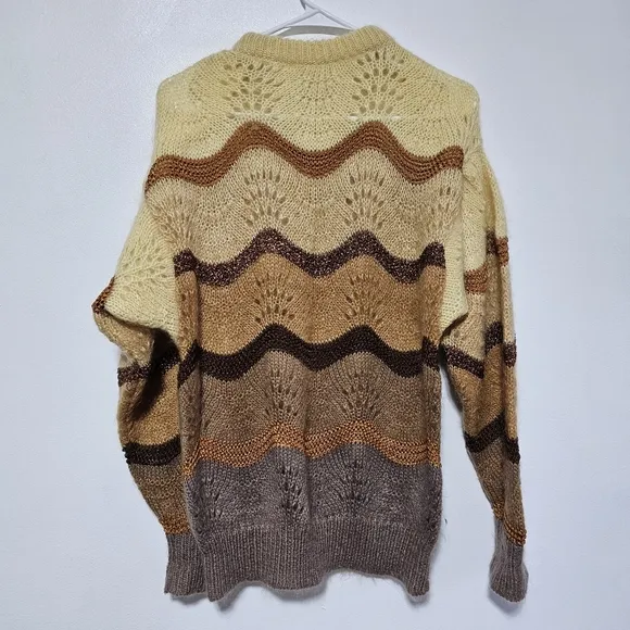 Super Kid Mohair Sweater Vintage 70's Open Knit Art to Wear Size 38 Oversized