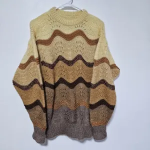 Super Kid Mohair Sweater Vintage 70's Open Knit Art to Wear Size 38 Oversized