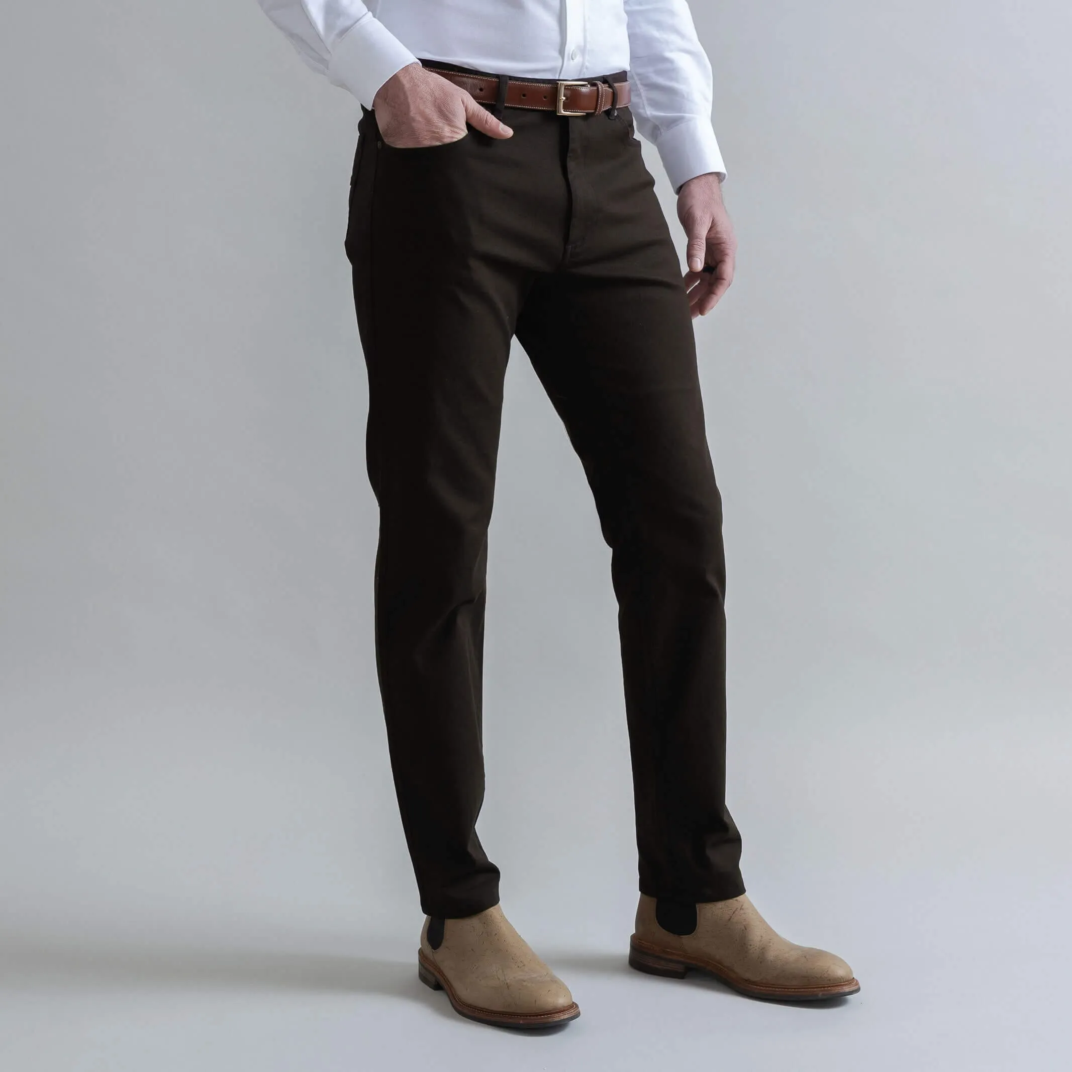 The Brown Stretch Canvas Franklin 5 Pocket Custom Pant