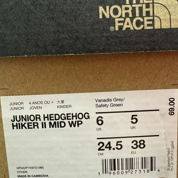 The North Face Hedgehog Hiker II Mid Waterproof Boot Size 6 M Big Kid