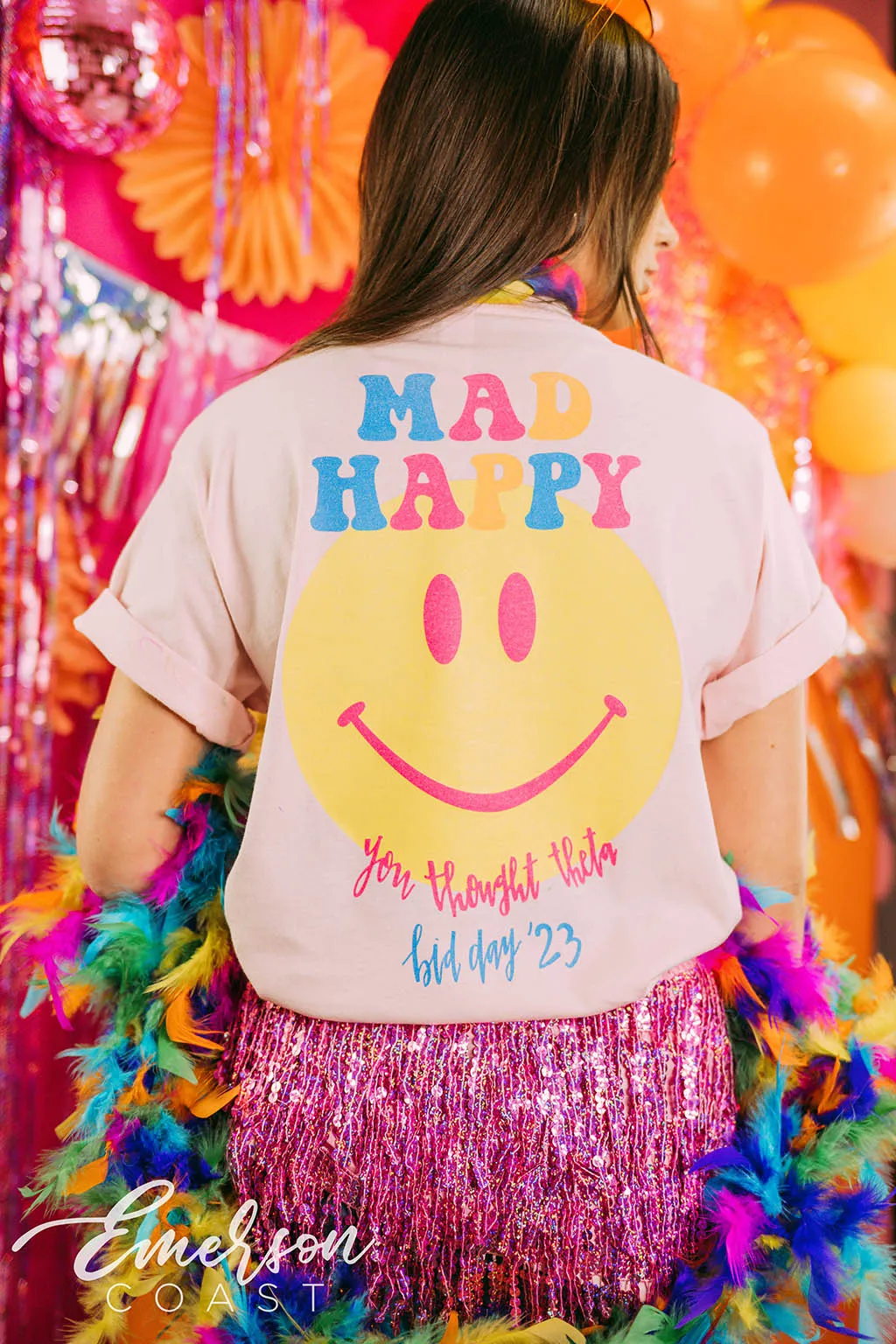 Theta Bid Day Think Theta Mad Happy Tee