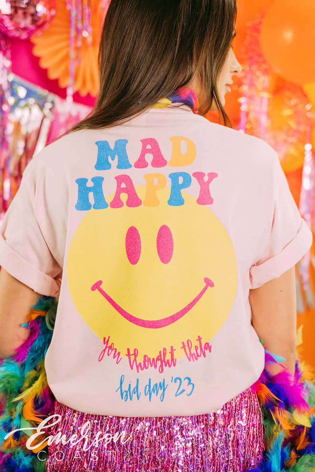 Theta Bid Day Think Theta Mad Happy Tee