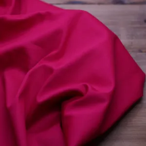 Tissu Fine Gabardine de coton unie Stretch - Framboise (Vendu par 10cm)