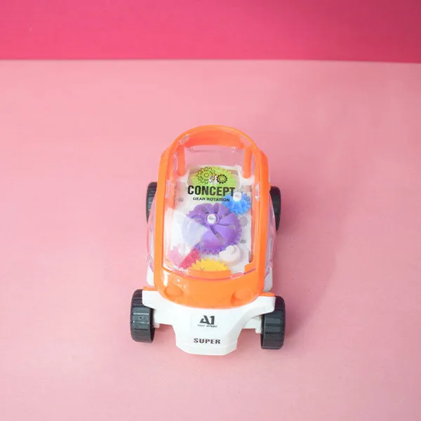 Toy Electric Transparent Gear Concept Police Car With Lights Music Universal Wheel Vehicles Toys For Kids.