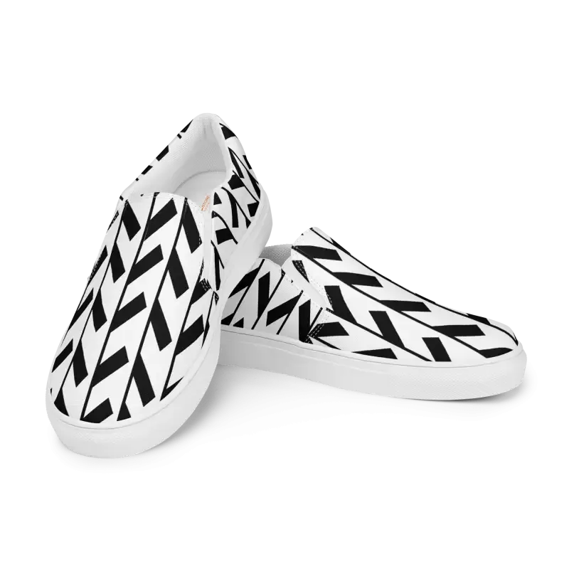 Trendy Black Pattern Men's Canvas Shoes