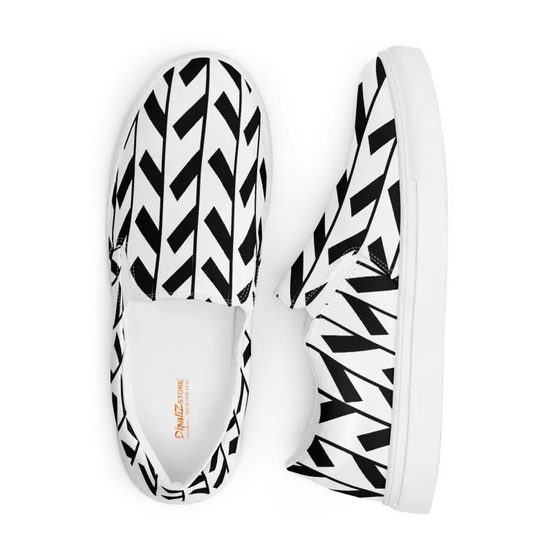 Trendy Black Pattern Men's Canvas Shoes