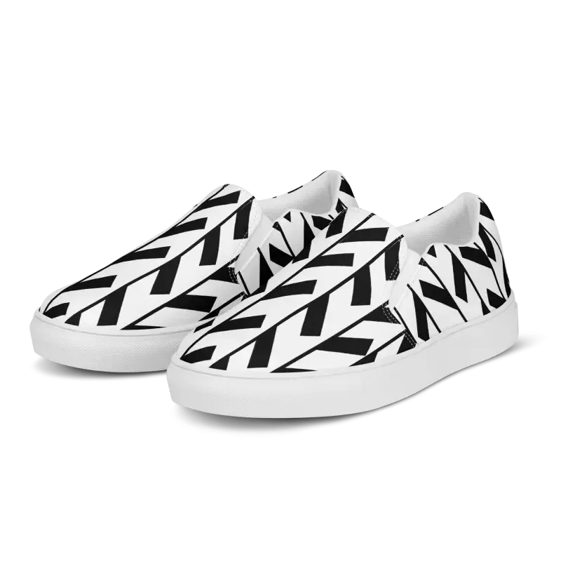 Trendy Black Pattern Men's Canvas Shoes