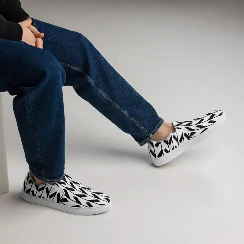 Trendy Black Pattern Men's Canvas Shoes