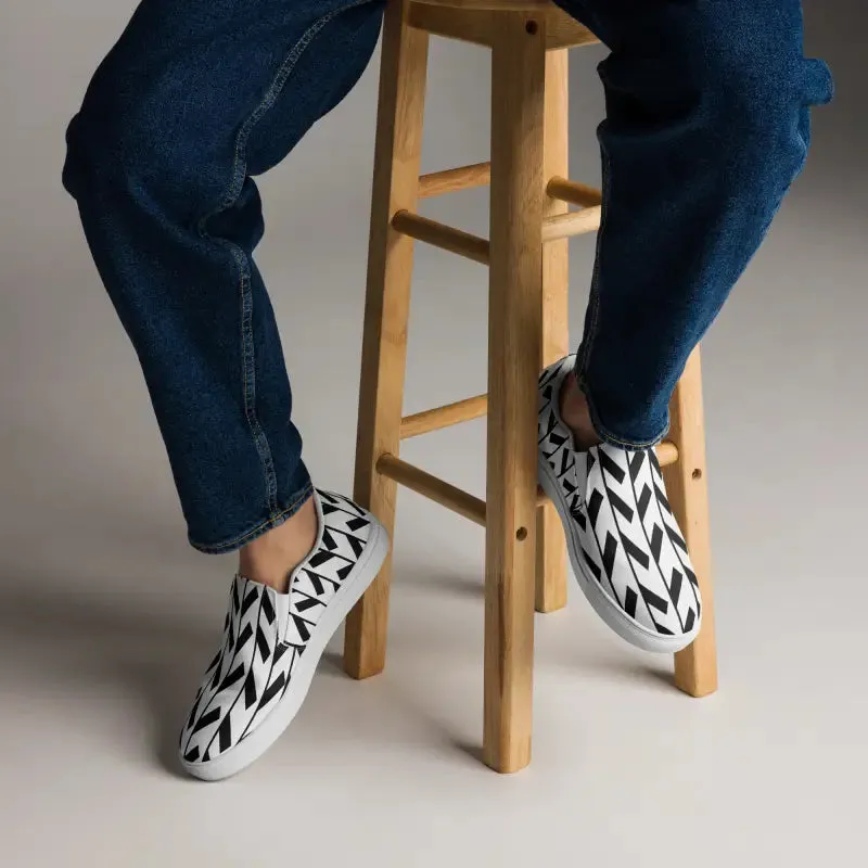 Trendy Black Pattern Men's Canvas Shoes