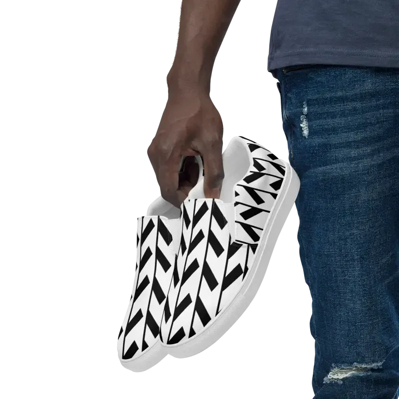 Trendy Black Pattern Men's Canvas Shoes