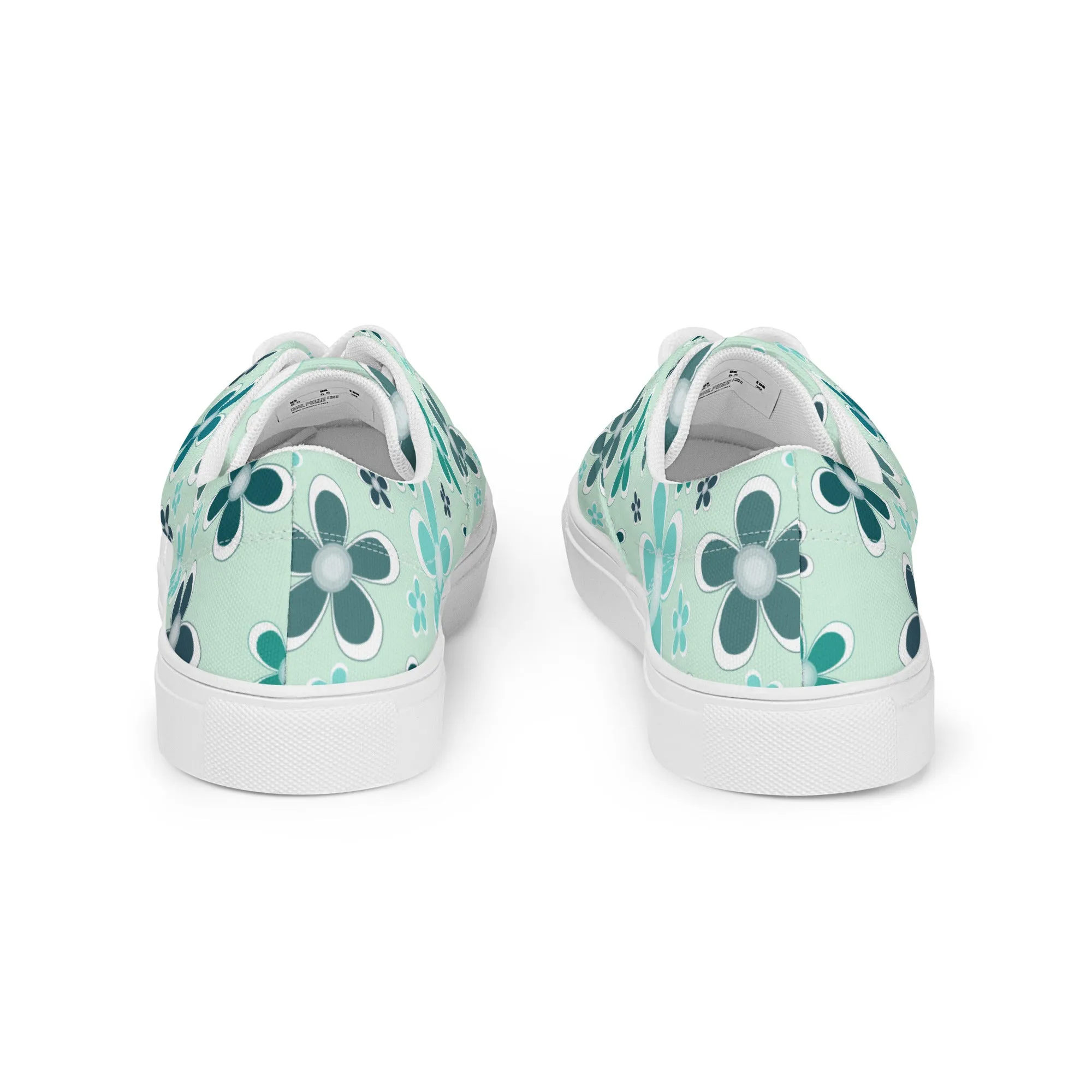 Women’s lace-up canvas shoes - Flower Pattern - print on demand