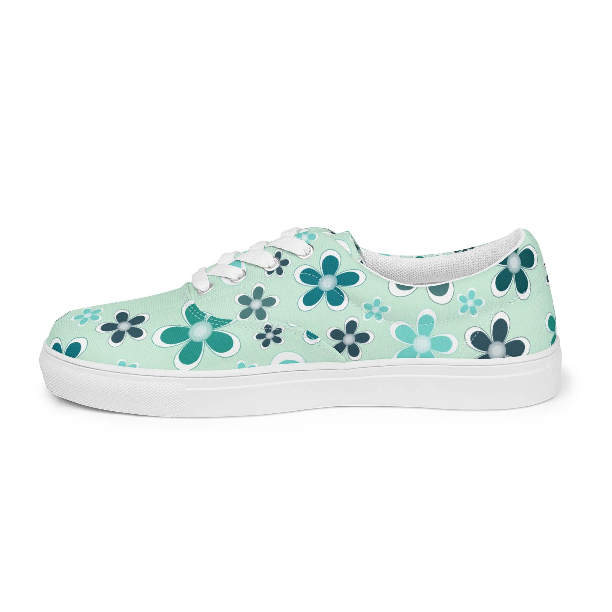 Women’s lace-up canvas shoes - Flower Pattern - print on demand