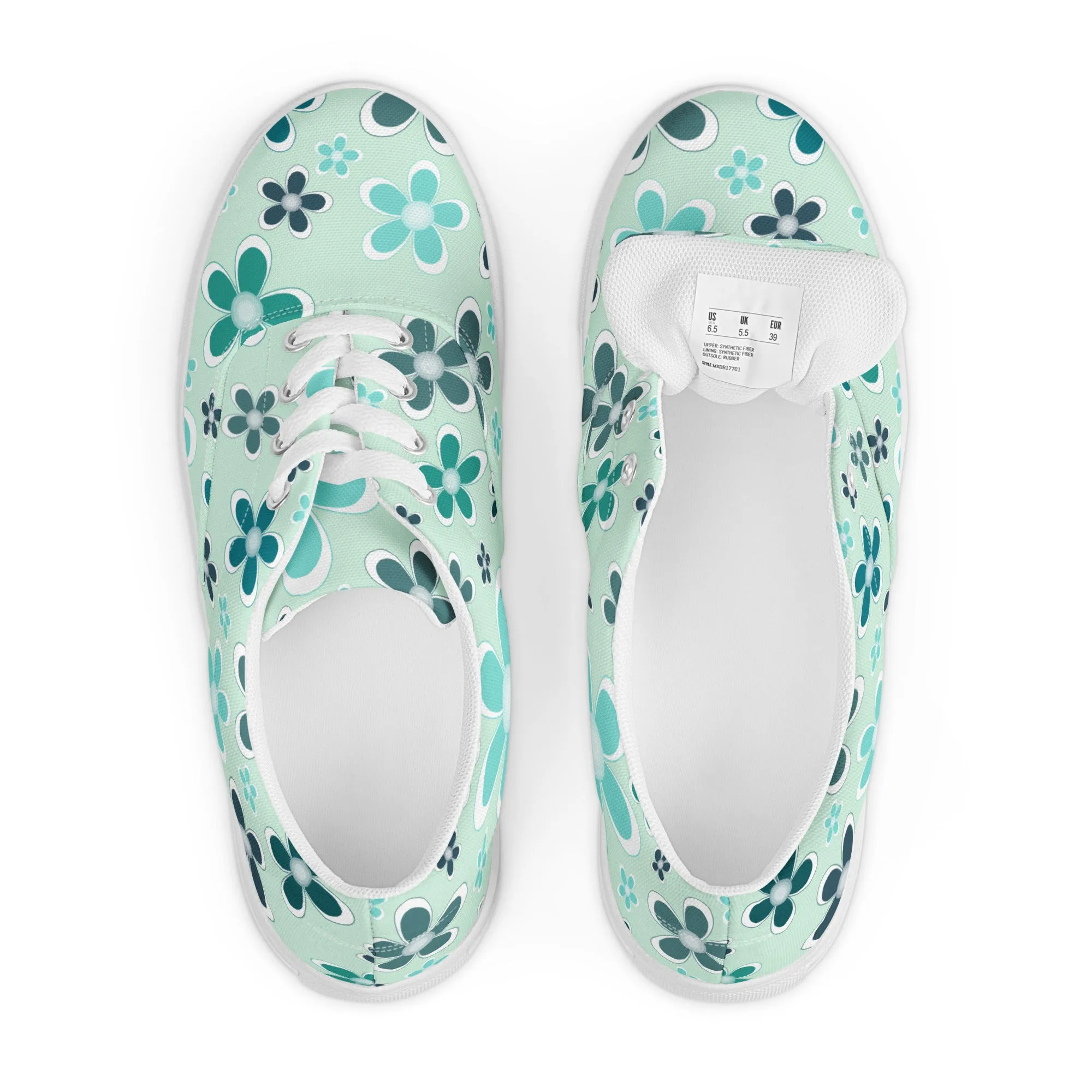 Women’s lace-up canvas shoes - Flower Pattern - print on demand