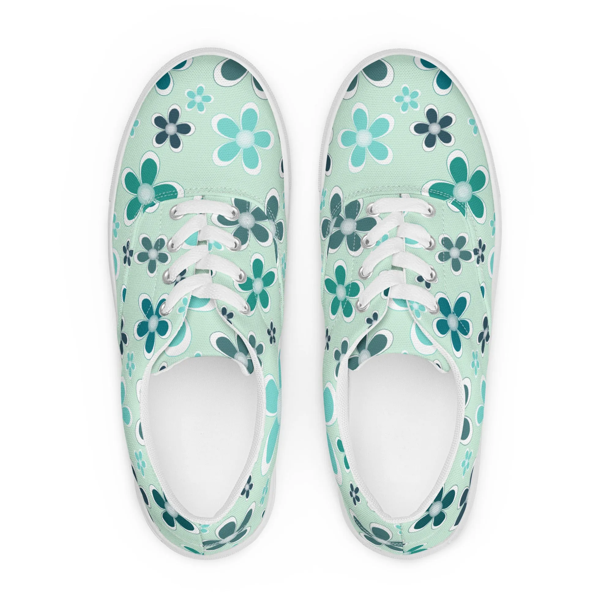Women’s lace-up canvas shoes - Flower Pattern - print on demand