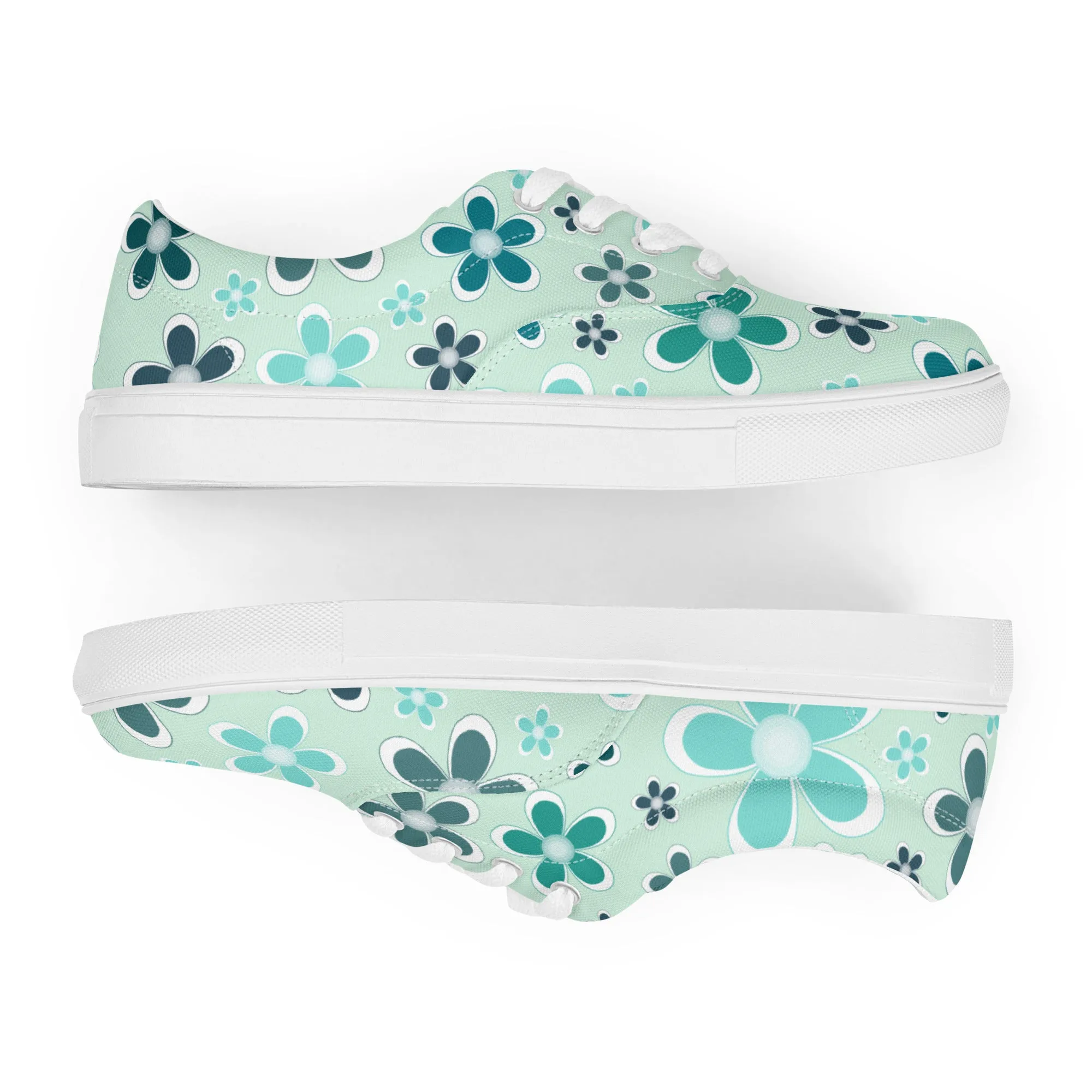 Women’s lace-up canvas shoes - Flower Pattern - print on demand