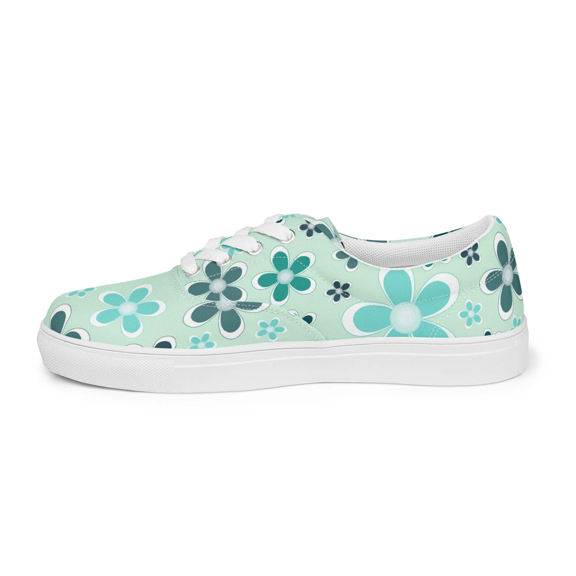 Women’s lace-up canvas shoes - Flower Pattern - print on demand