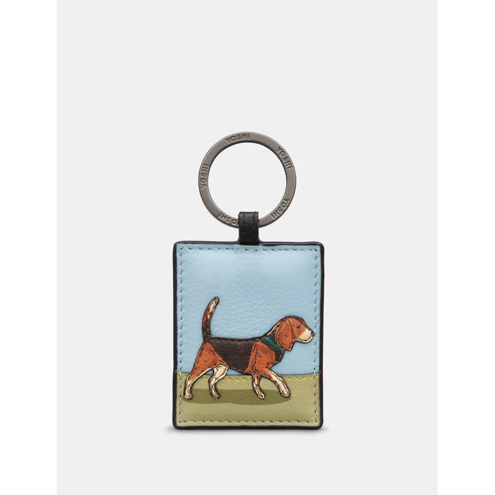 Yoshi Dog Walk Beagle Leather Keyring